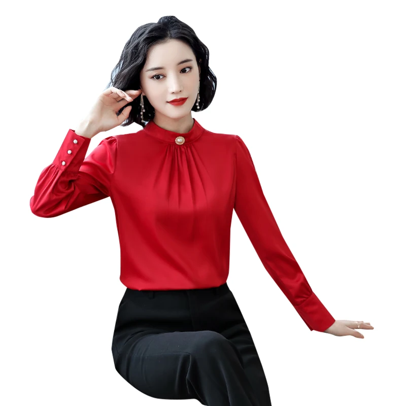 2019 Летний Новый шифон женские блузки и рубашки жемчуг бисером фонарь рукавами