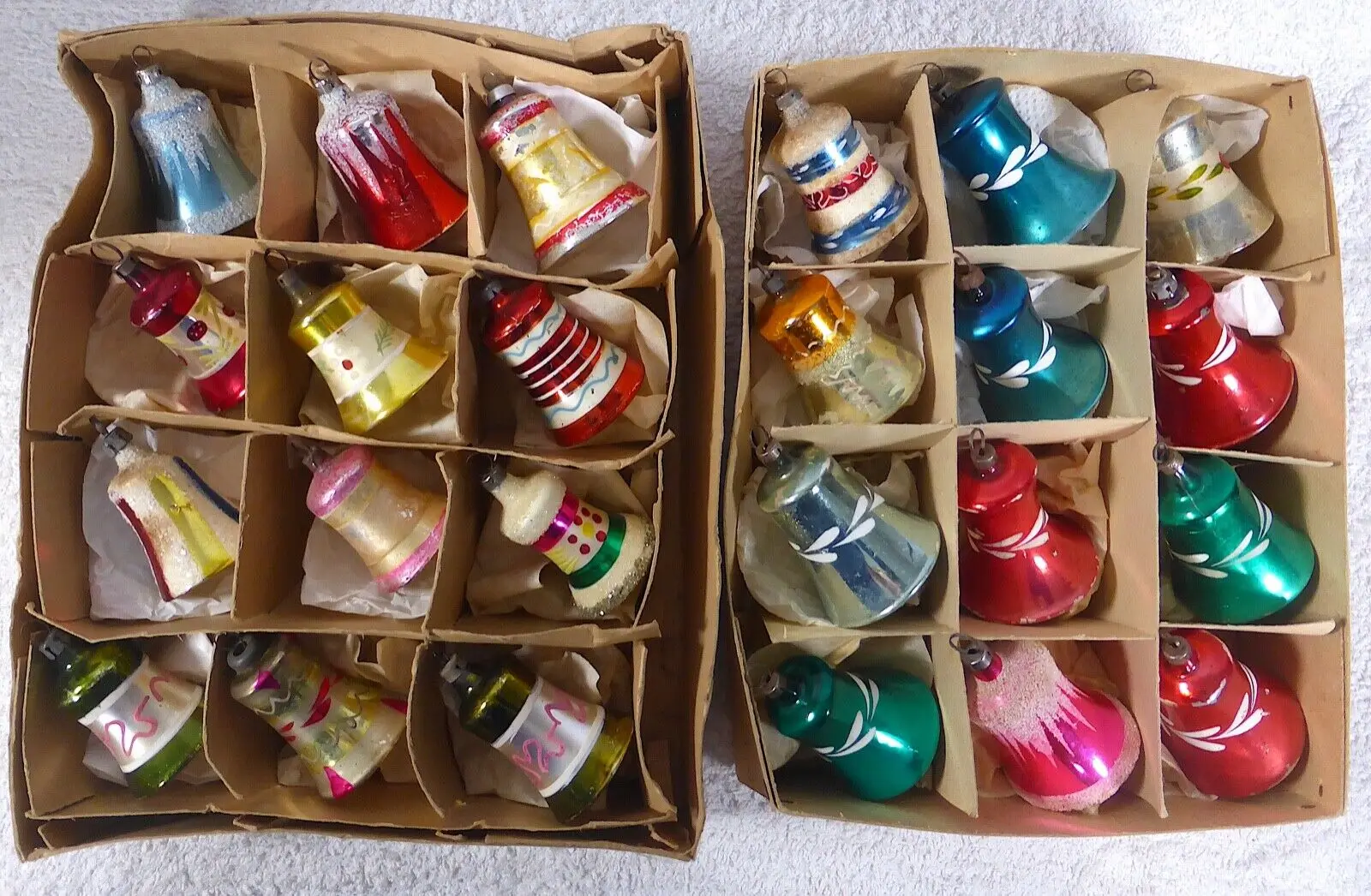 

24 Vintage Glass Bell Christmas Tree Baubles Decorations 1950s-70s