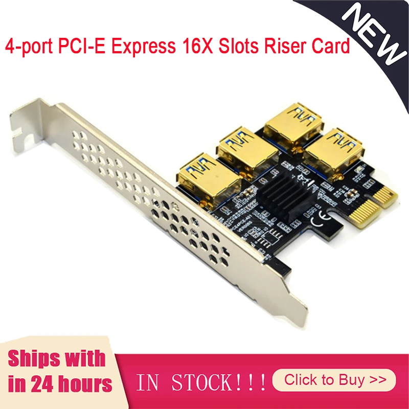 PCI-E 1 To 4 PCI Express 16X Slots Riser Card 1X External PCI-e Slot Adapter PCIe MultiplierCard For Bitcoin Miner | Компьютеры и офис