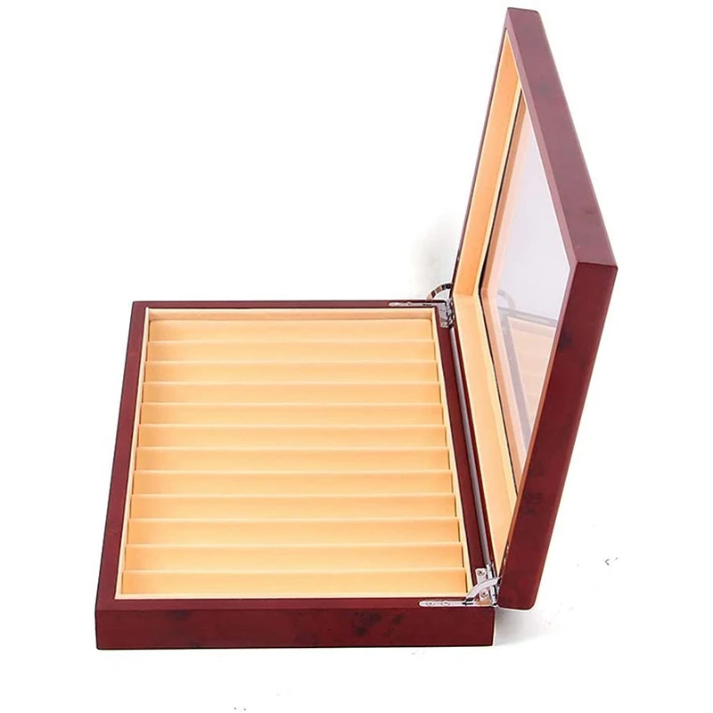 

12 Slots Wood Pen Display Box Pen Fountain Storage Box Wood Showcase Organizer