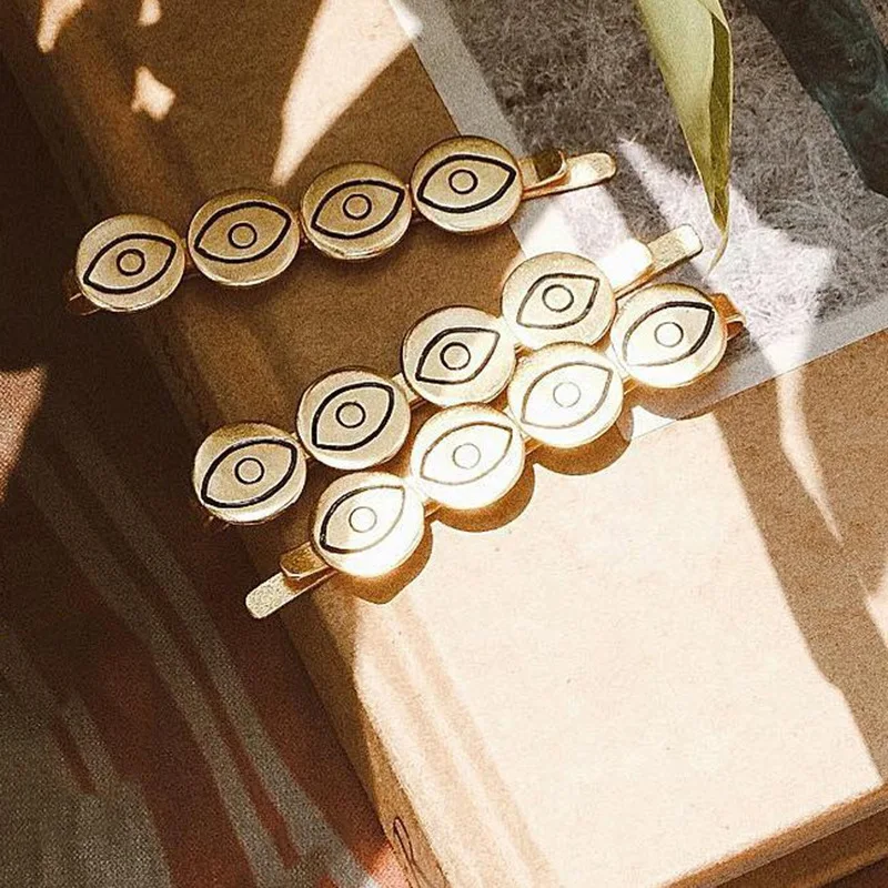 Новинка 2019 черные и золотые заколки для волос от сглаза женщин Винтажные в стиле