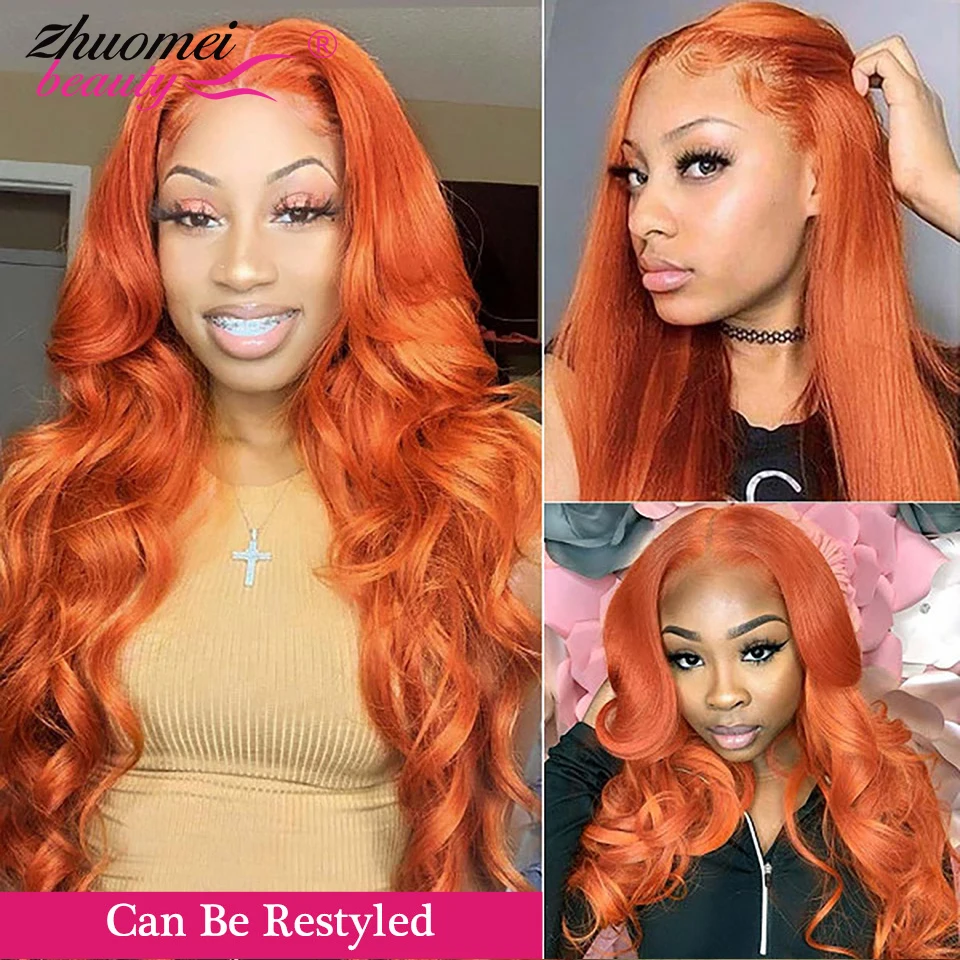 

13x4 Lace Frontal Wig Ginger Lace Front Wig HD Transparent Lace Frontal Wig 250% Orange Lace Front Wig Human Hair Wigs For Women