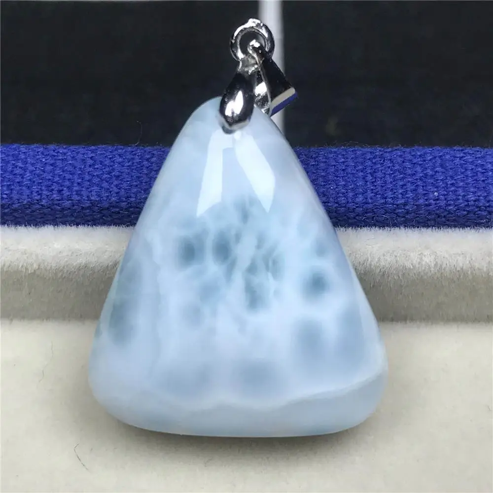 Natural Blue Larimar Pendant For Women 24x21x9mm Triangle Beads Dominica Crystal Clear Gemstone Fashion Jewelry AAAAA | Украшения и