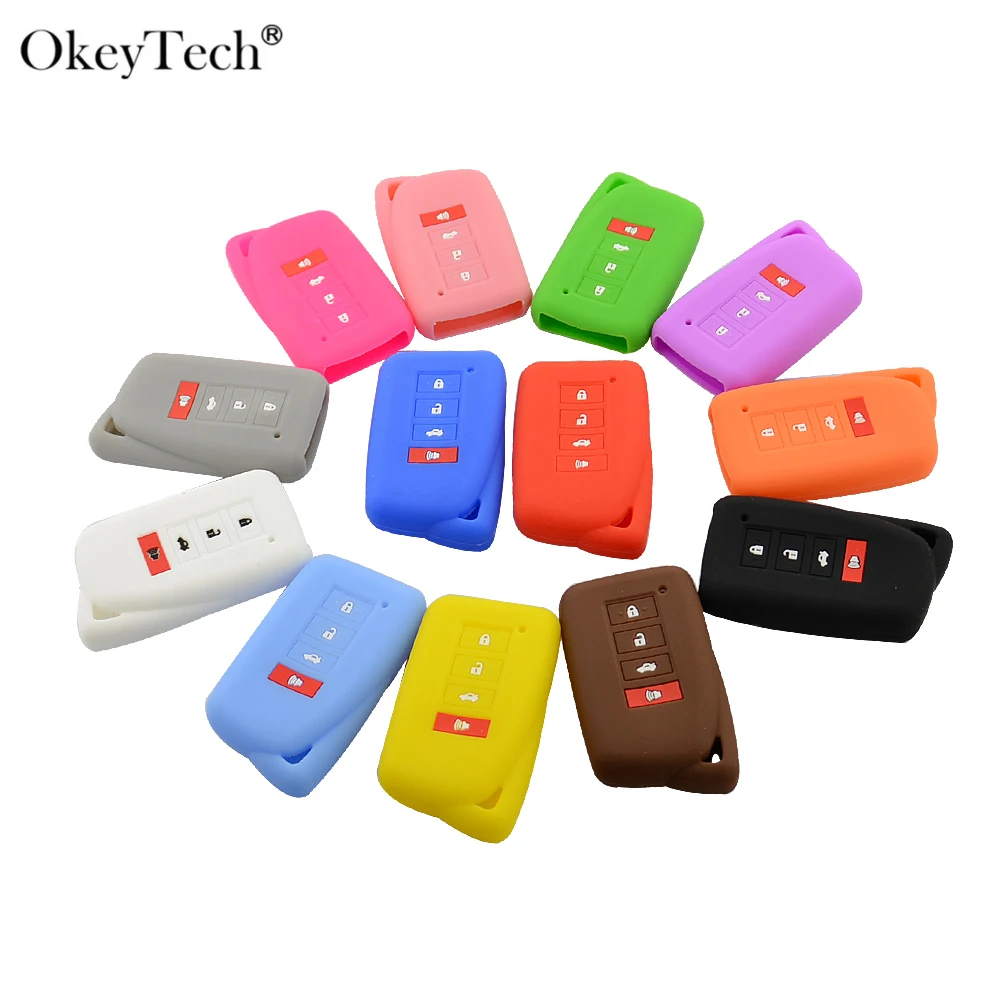 

OkeyTech 4 Buttons Remote Key Silicone Car Key Case Cover Fob Rubber For Lexus NX GS RX IS ES GX LX RC 200 250 350 LS 450H 300H