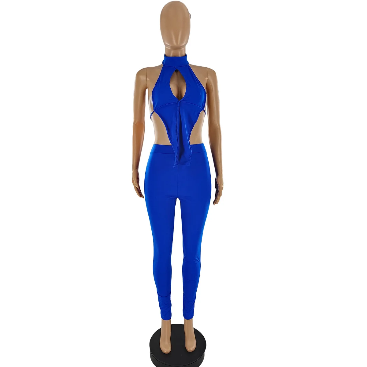 

Ladies Casual Two Piece Suit Sleeveless Pullover Backless Front Tops Long Pants Set Sexy Party Chic Bodycon Suit