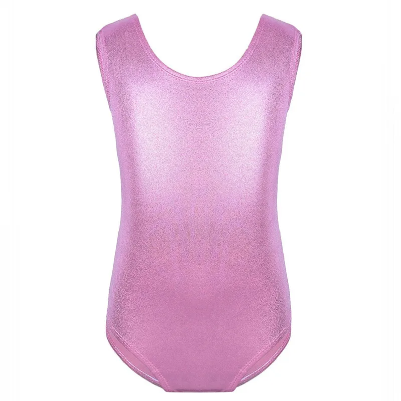 Детская эластичная блестящая однотонная танцевальная одежда для девочек