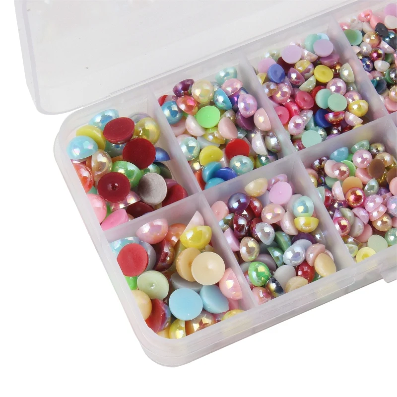 

Half Round Flat Imitation Pearl Beads Assorted Mixed Sizes DIY Imitation Pearls for Embellishment Crafts Nail Making