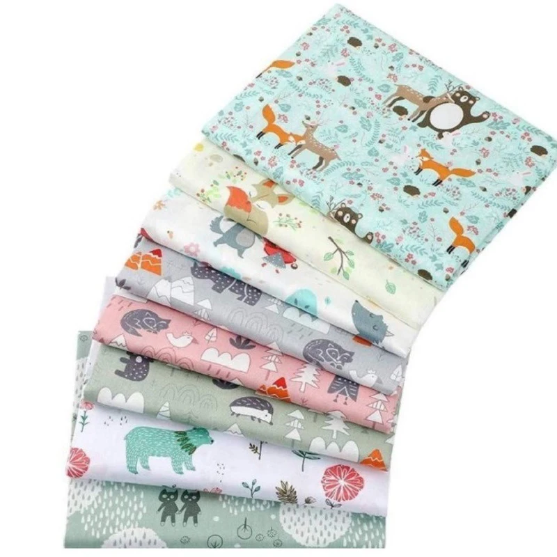 

New Cartoon Twill Print Fabric DIY Hand-made Fabric Set of 8 Sets of Cotton Printed Fabric