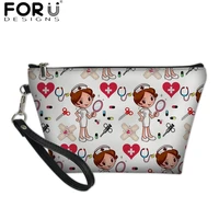 forudesigns nurse hospital doctor pattern cute cosmetic case professional make up bag for women fashion toilet bag zipper pouch