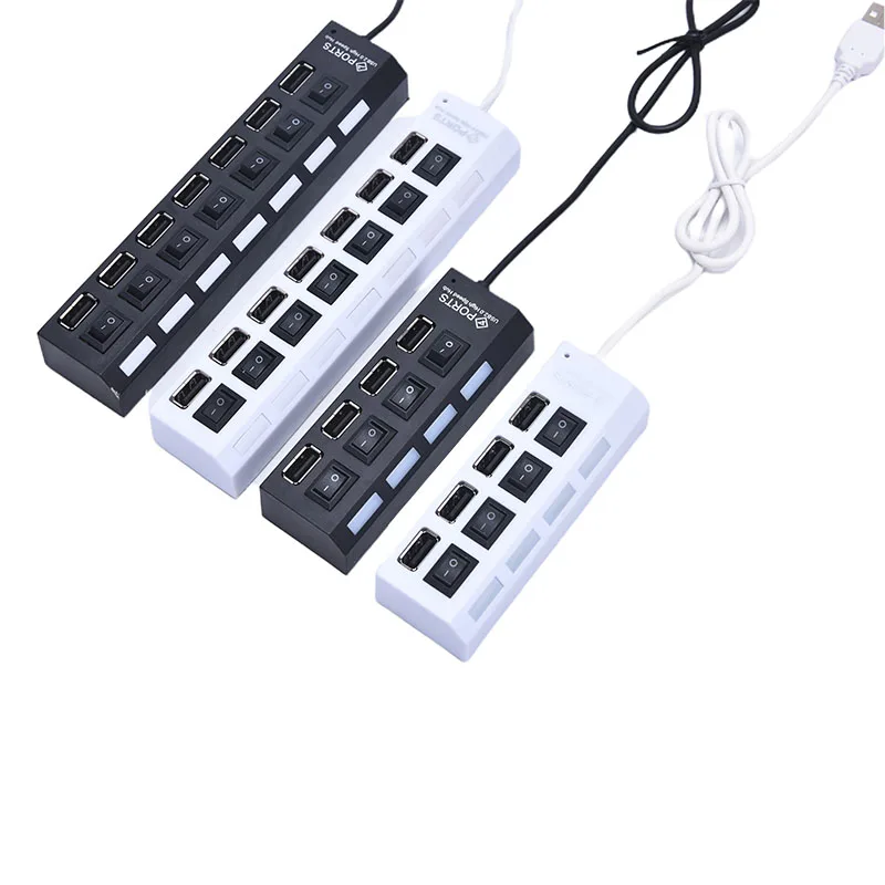 

4/7 Ports LED Socket USB Hub Powered Charging Splitter Phone/Laptop/U Disk