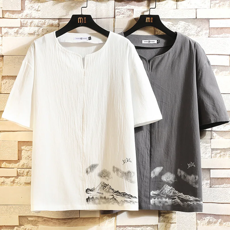 

2020 Summer New Men's Hanging Brick Wall Casual Loose Short-Sleeve round Collar T-shirt