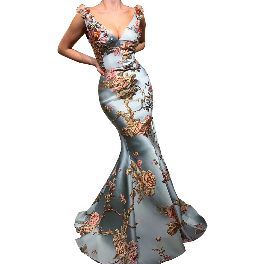 Женское длинное вечернее платье MYYBLE элегантное с V образным вырезом недорогое