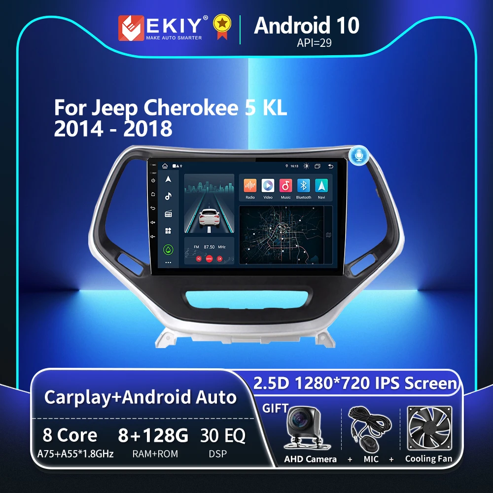 

EKIY T8 8G 128G для Jeep Cherokee 5 KL 2014-2018 Автомобильное радио IPS DSP Мультимедийная система Ленточный рекордер Навигация GPS Стерео Carplay Беспроводной Авто ...