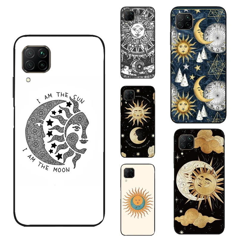 Hippie Sun and Moon Art For Huawei P30 P20 P40 Lite Pro Nova 5T P Smart 2021 Case For Honor 50 8A 8X 9X 10i Cover