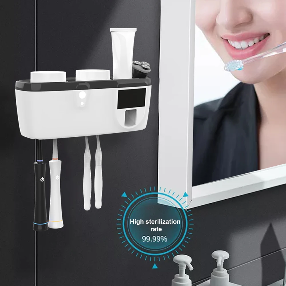 

Toothbrush Holder Toothbrush UV Sterilizer Toothbrush Holder Multifunctional Bathroom Wall-mounted Toothpaste Dispensers
