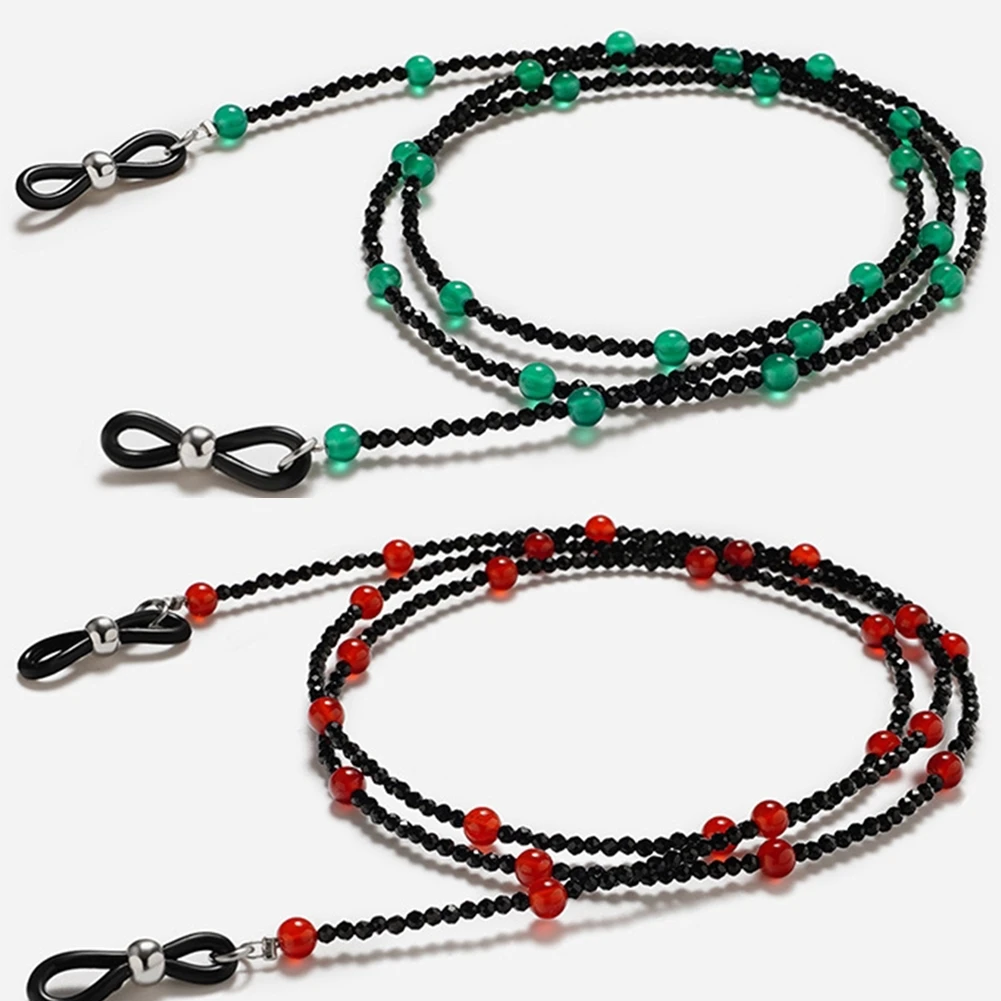 

Женские нескользящие шнурки для солнцезащитных очков, цепочки, аксессуары для очков в стиле ретро, черные маленькие бусины, шнур для очков д...