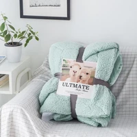 double layer lamb wool blanket solid color thickened flannel winter double sided blankets fluffy blankets for beds