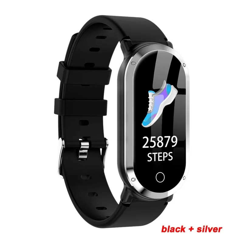 black silver Смарт-часы Greentiger T1 для женщин и мужчин, фитнес-трекер, пульсометр, измеритель артериального давления, шагомер, женский спортивный умный Браслет - Цвет: black silver