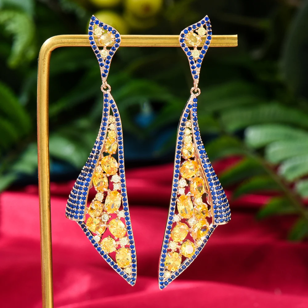 

JIMBORA высококачественные великолепные Роскошные блестящие Висячие серьги для женщин и девушек летние пляжные вечерние ничные украшения Рос...