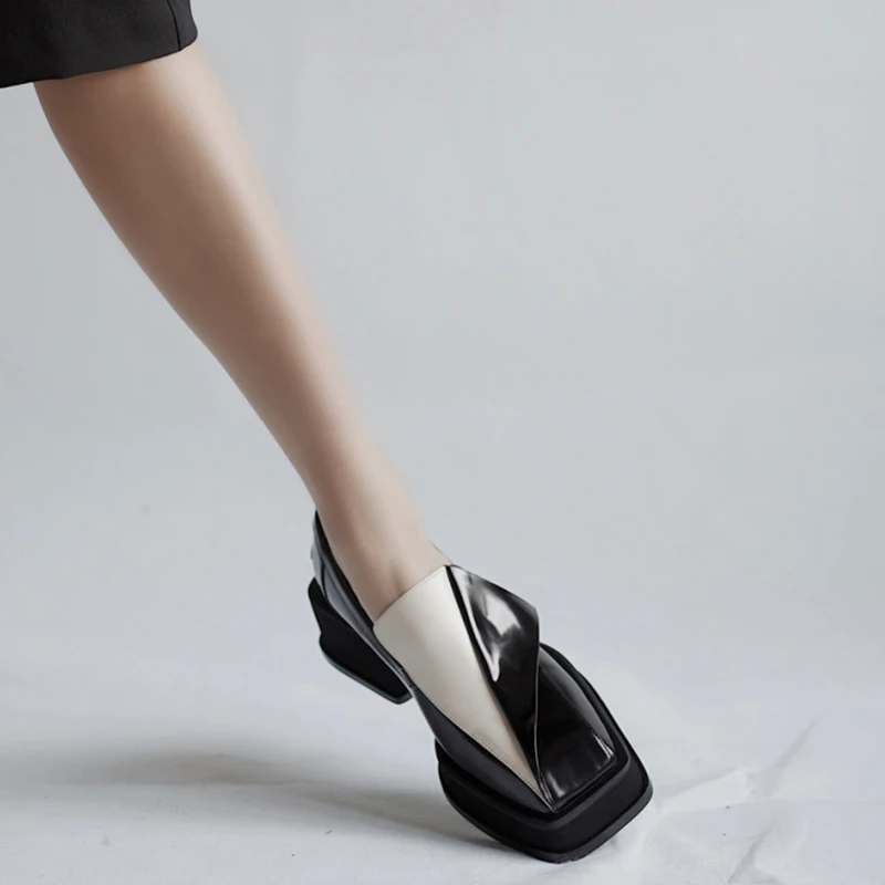 

ALLBITEFO 7 old shops Mixed Colors Square Toe Microfiber Comfortable Women Heels Shoes Girls Fashion Office Work High Heel Shoes