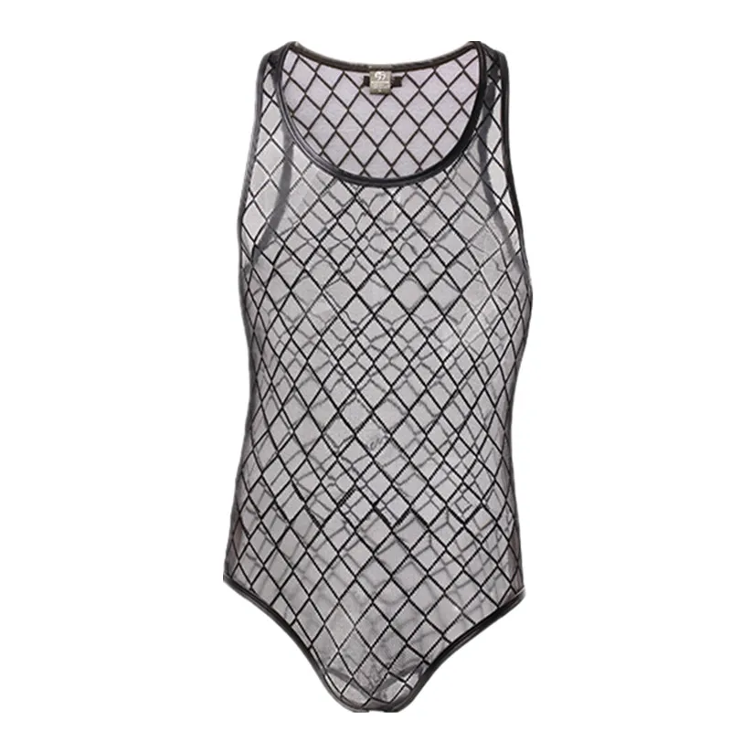 

Men Bodysuits Mesh See Through Fishnet Leotard Jumpsuit Underwear Gay Wrestling Singlet One-piece Male Undershirts Gay Jumpsuits