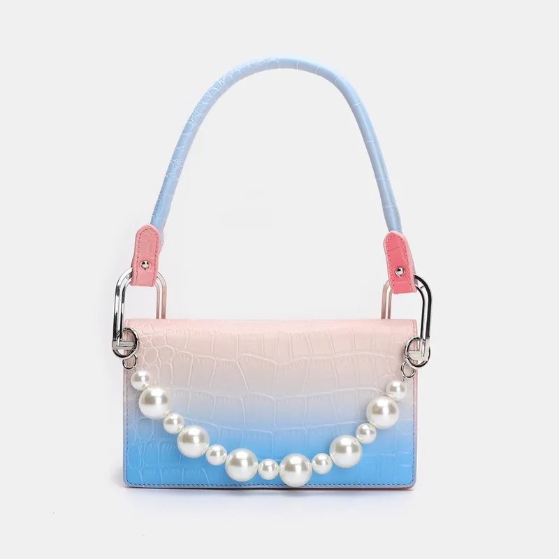 

2021 New Fashion High Quality Gradient Color One Shoulder Underarm Bag Crocodile Pattern Diagonal Purses and Handbags Sac Luxe