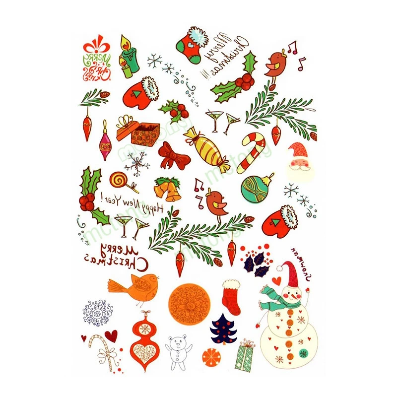 Рождественские конфеты подвесное украшение татуаж рук водонепроницаемый