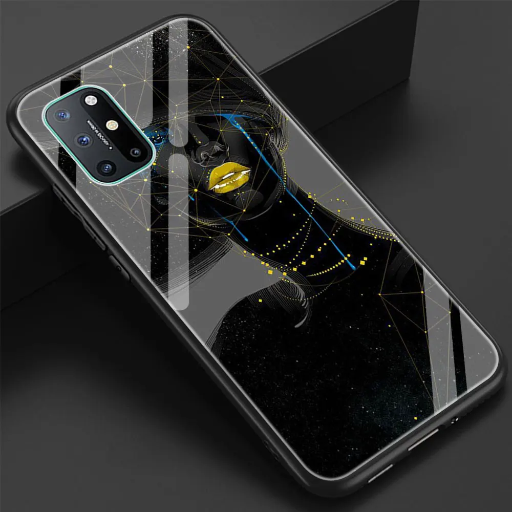 

Soft Edge Cover Coque for Oneplus 9 PRO 9R 7 7T Pro 8 8T Pro Nord 5G Luxury Glass Phone Case Shell Cute Starlight girl
