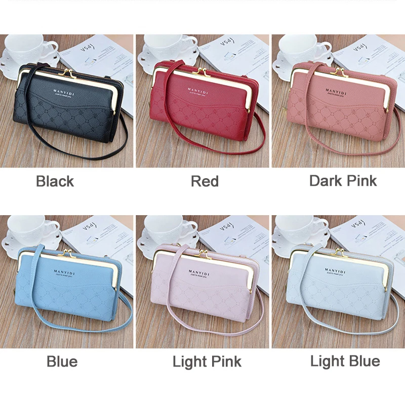 New Women Phone Messenger Bag Over The Shoulder Large Capacity Simple Soft Leather Crossbody Bags Female Handbags Ladies Wallet