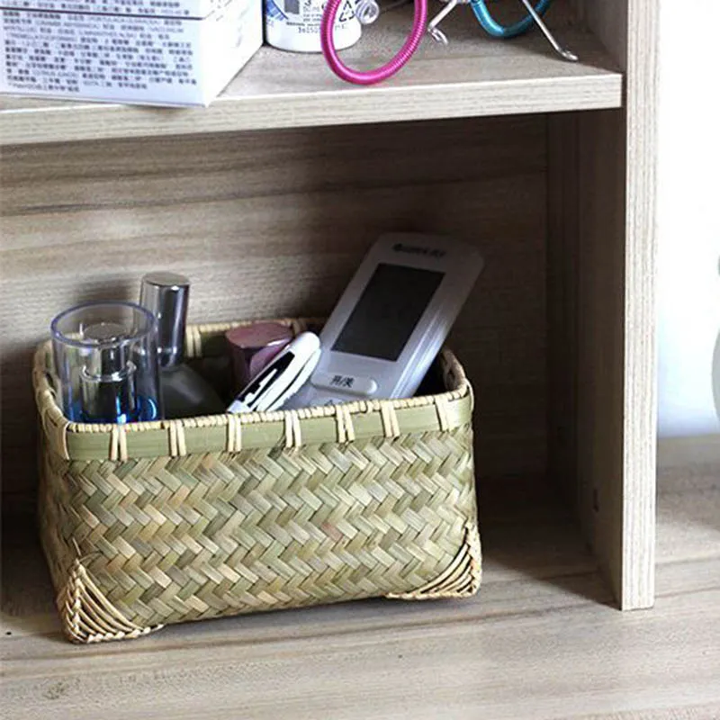 Тканевая коробка ручной работы бамбуковая винтажная ручная плетеная