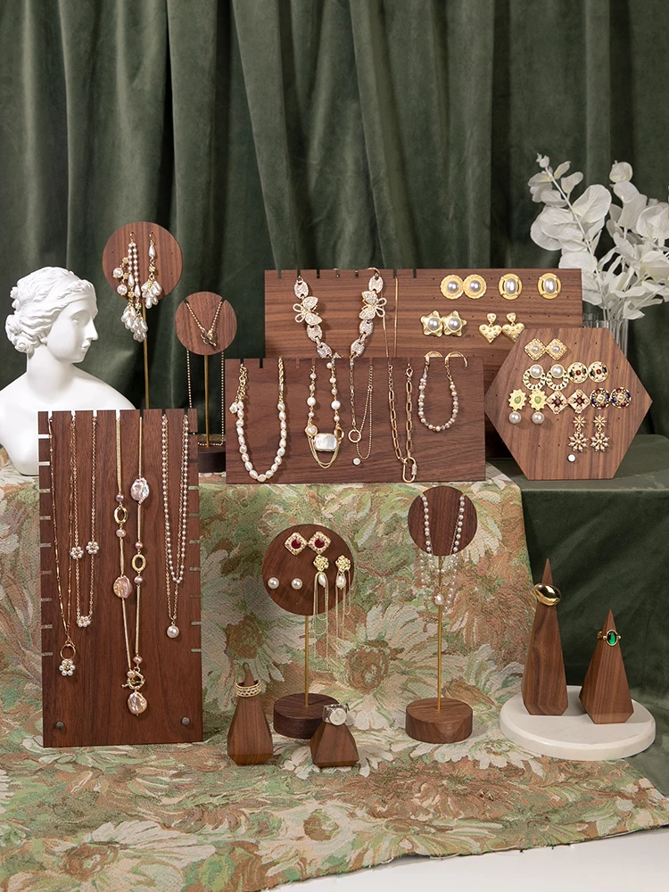 

Solid Wood Creative Earrings Rings Pendant Display Holder Jewelry Display Tray Jewellery Display Blocks