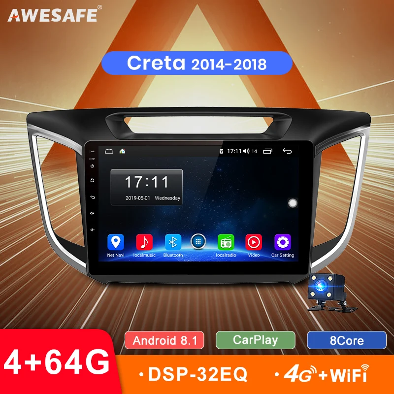 AWESAFE 10 ''восемь ядер 4G + 64G CarPlay DSP Android 8 1 автомобильный Радио Мультимедиа Стерео