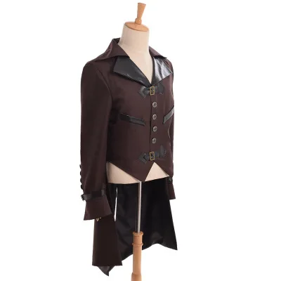 

Steampunk Swallow-tailed Coat Retro Pilot Cosplay Costume Gothic Party Show Men's Jacket
