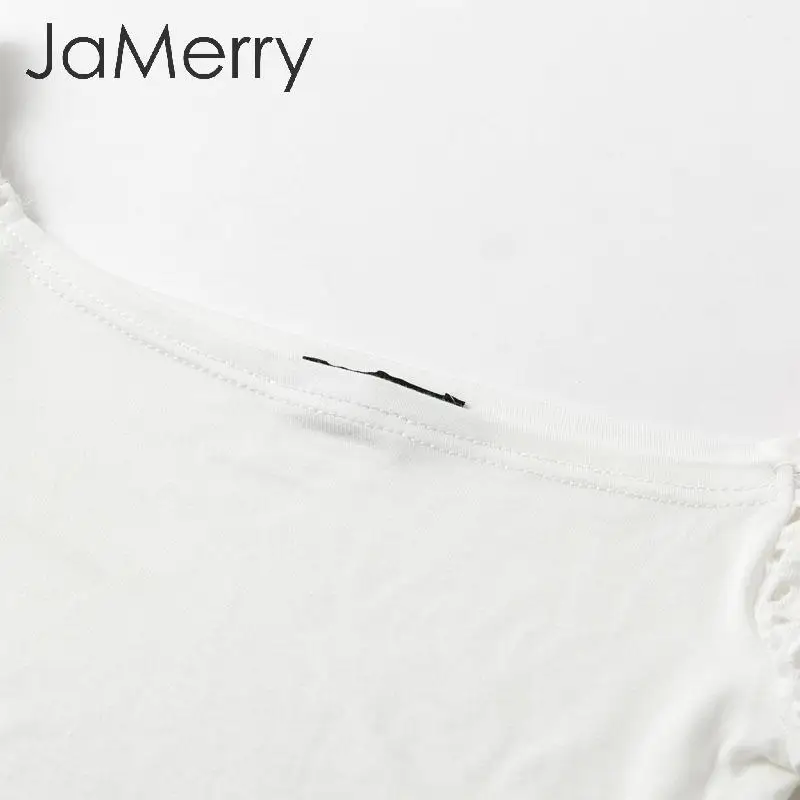 JaMerry сексуальный белый кружевной короткий топ рубашка элегантный с открытыми