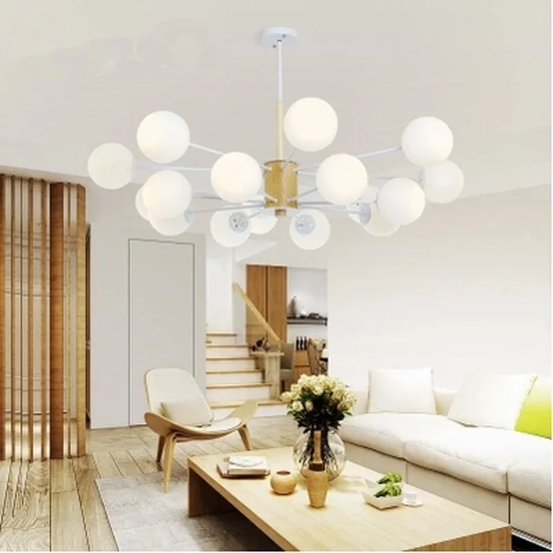 Светодиодная люстра с регулируемым блеском для гостиной деревянные подвесные