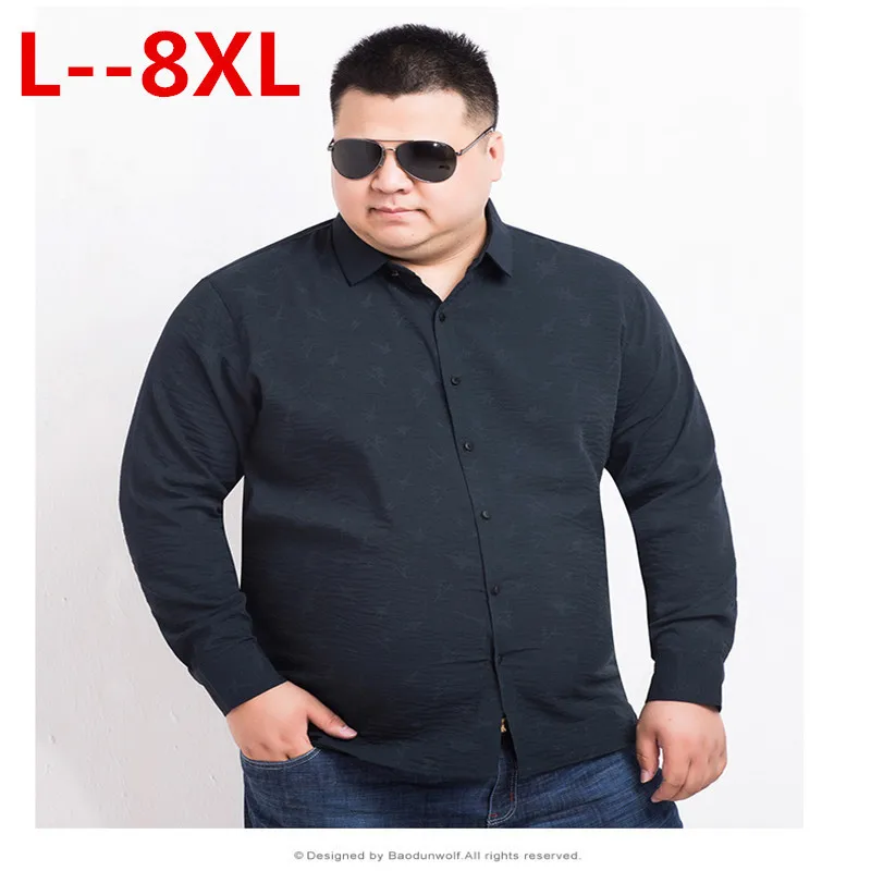 

Рубашка мужская с длинным рукавом, 8XL, 6XL, осенняя, деловая, приталенная