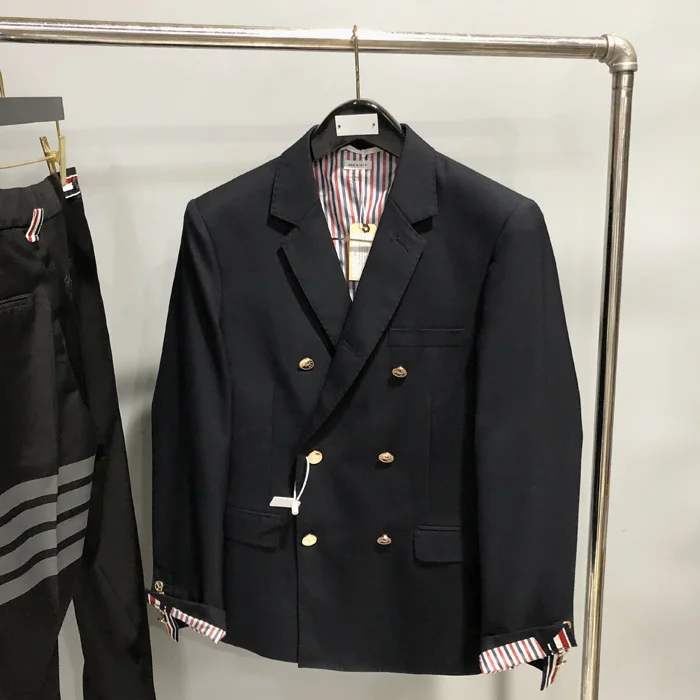 

2021 Fashion Brand Formal Blazer Men British Casual Suit Men's Jacket Spring And Autumn Double Breasted Thin Wool Coat