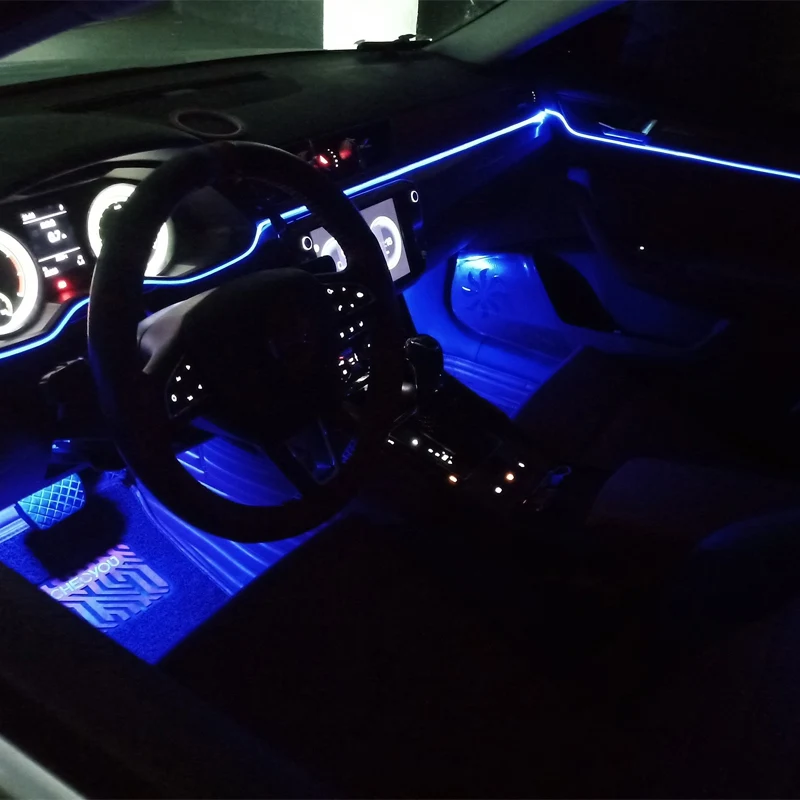 

Car Neon Strip With Cigarette Lighter 12V Interior Ambient Light App RGB Auto Decorative Dashboard Door Atmosphere Lights LED