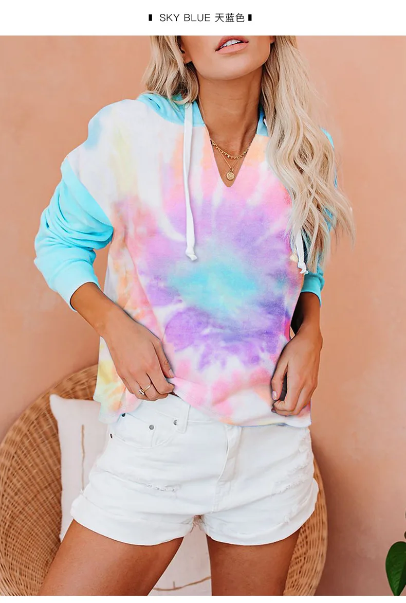 

Autumn Women Casual Tops Women's Loose Spring Tie-dyed Hoodie Home Long Sleeve Tie Dye Hoodies Girls 2021