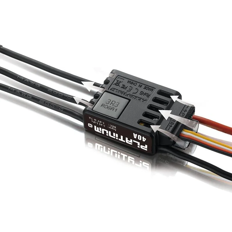 

Hobbywing Platinum 25A 40A V4 Brushless Electronic Speed Controller ESC for RC Fix-wing Drone Heli FPV Multi-Rotor