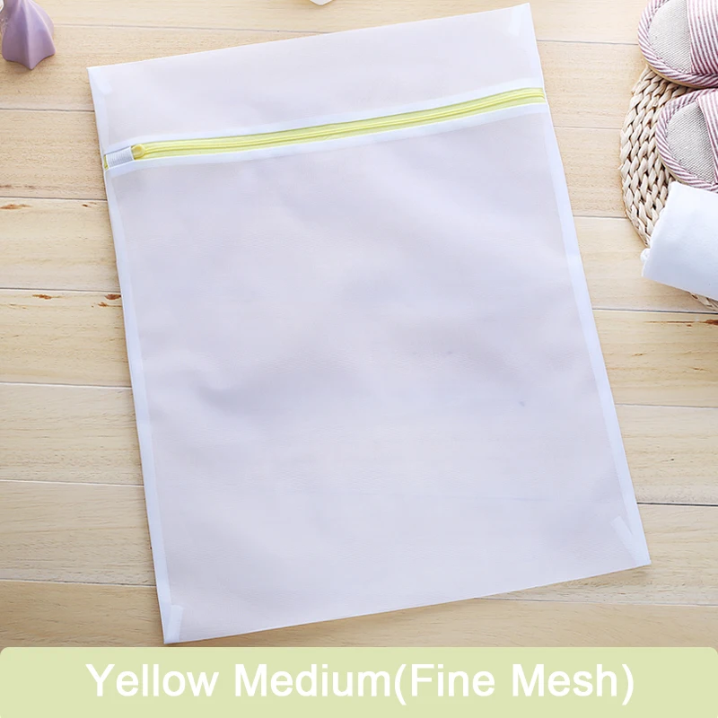 Yellow Medium(Fine) Мешок для стирки на молнии бюстгальтер, носки, нижнее белье одежда стиральная машина защита сетчатые мешки - Цвет: Yellow Medium(Fine)