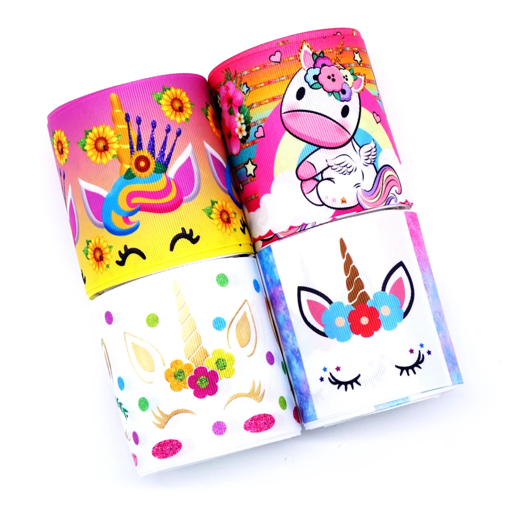 Бесплатная доставка 50 ярдов на размер лента с принтом единорога корсажная 32420 |