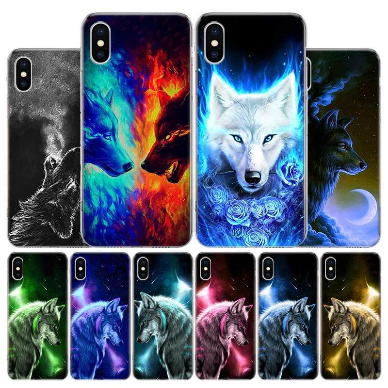 

Starry Animal Wolf Icy Cover Phone Case For Apple iPhone 11 12 13 Pro XR X XS Max 7 8 6 6S Plus + Mini 5S SE Print Shell Coque