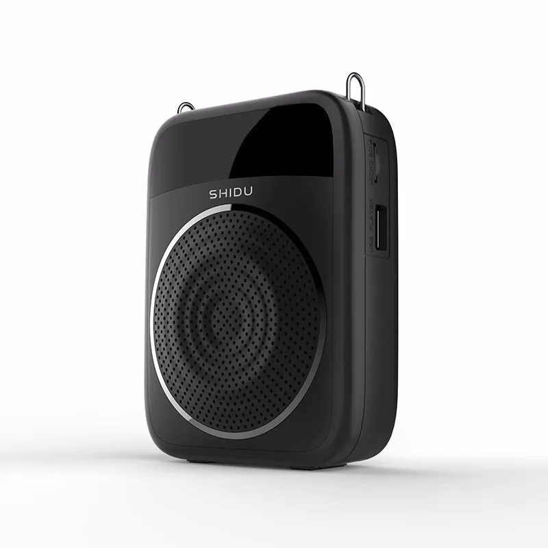 Черный Беспроводной Bluetooth усилитель голоса Портативный 15 Вт светодиодный экран носимый мегафон поддержка AUX TF USB Мини громкоговоритель с ремнем микрофон - Цвет: Черный