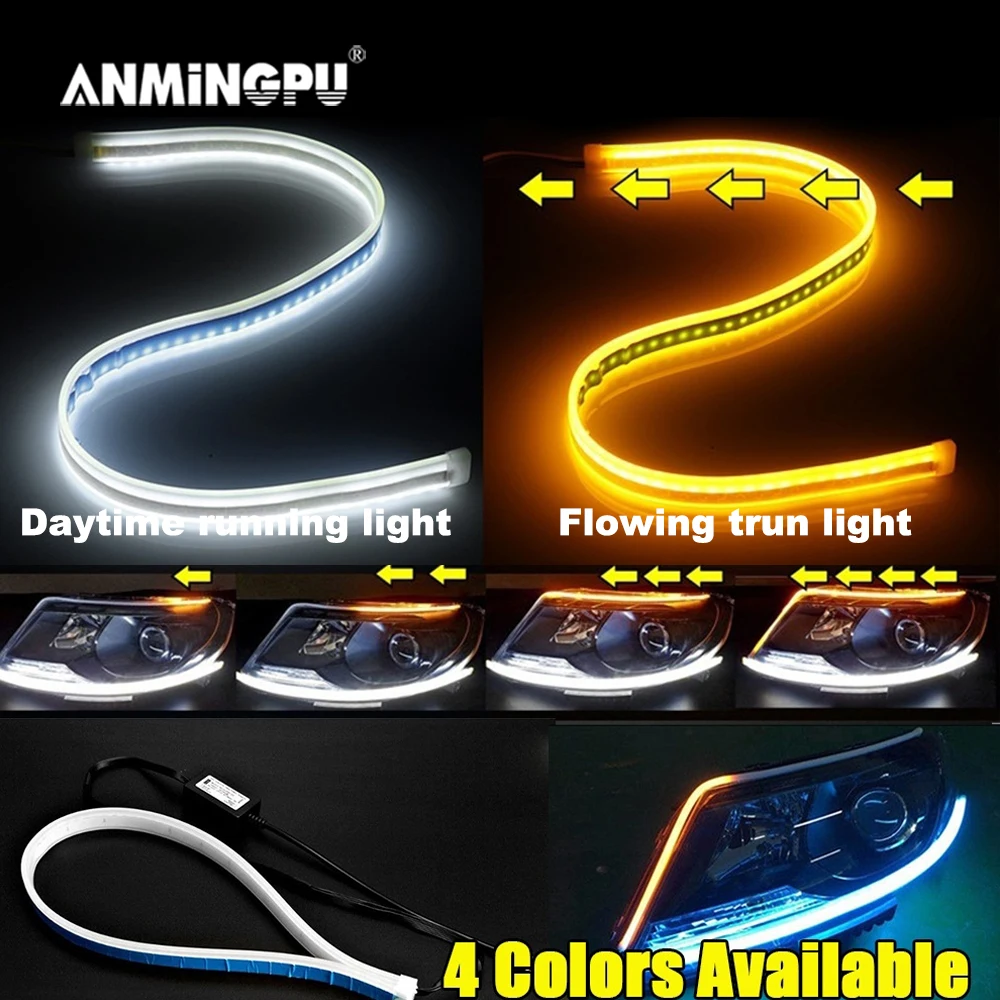 Дневные ходовые огни ANMINGPU гибкая последовательная Светодиодная лента DRL с 2