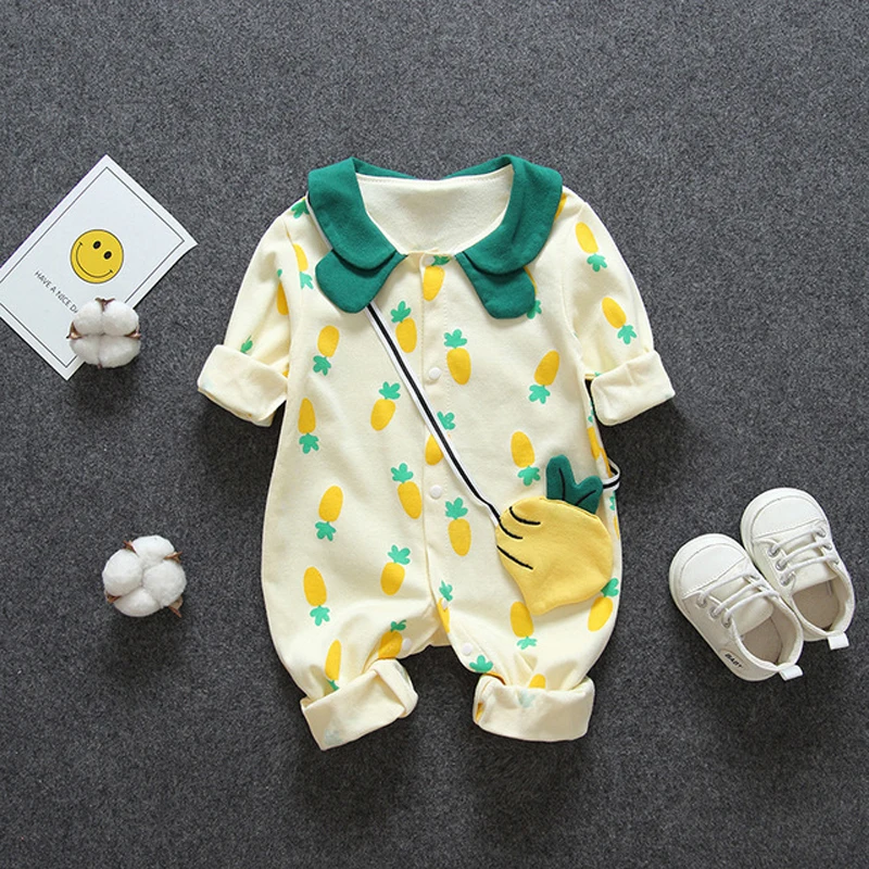 

DIIMUU 1-2 Years Fashion Toddler Clothing Baby Boys Romper Infants Girls Coverall Cotton Print Tops Cute Style Spring Autumn