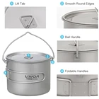 Сверхлегкий титановый горшок Lixada, 7509001100 мл, чашка для воды, кружка с крышкой и складной ручкой, для отдыха на открытом воздухе, кемпинга, пикника