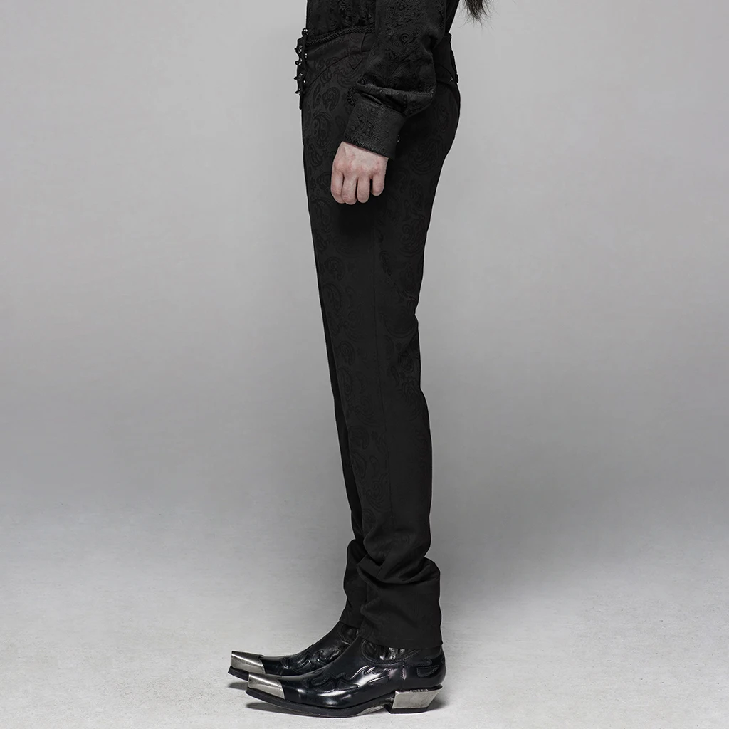 Мужской костюм в стиле панк готический черный с цветочным принтом и