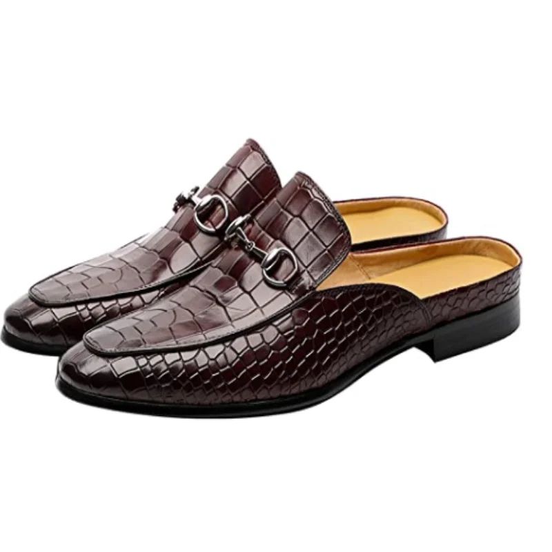 

Men's Muller Shoes Leather Slippers Casual Slippers Metal Buckle Office Slippers Zandalias De Mujer De Moda 2021 YX257