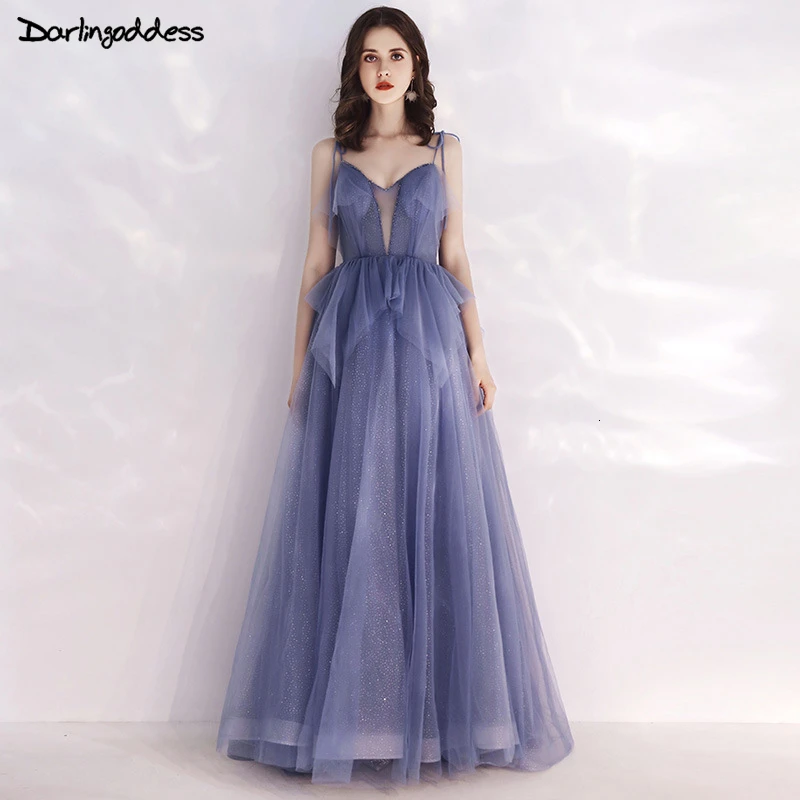 Сексуальное платье с глубоким v-образным вырезом ТРАПЕЦИЕВИДНОЕ пыльно-голубое